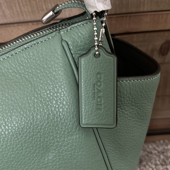 COACH REFINED PEBBLE LEATHER RORI SHOULDER BAG (Washed Green) - Picture 2 of 5